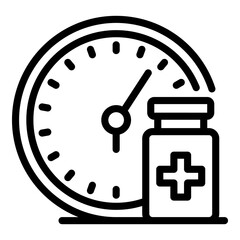 Time of medical pills icon. Outline time of medical pills vector icon for web design isolated on white background