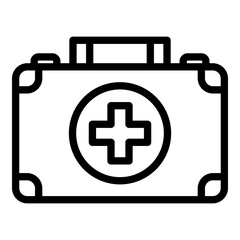 Obraz premium Case first aid kit icon. Outline case first aid kit vector icon for web design isolated on white background