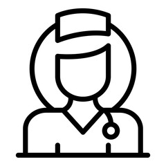 Hospital nurse icon. Outline hospital nurse vector icon for web design isolated on white background