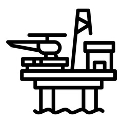 Helicopter sea drilling rig icon. Outline helicopter sea drilling rig vector icon for web design isolated on white background