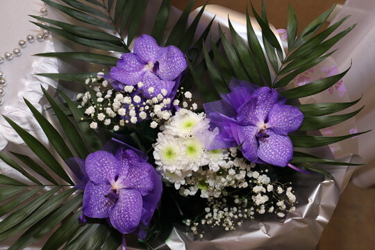 a bouquet of irises flowers (purple flowers)