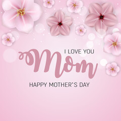 Fototapeta na wymiar Thanks for everything, Mom. Happy Mother s Day Cute Background with Flowers. Vector Illustration EPS10