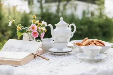 cup of coffee and flowers