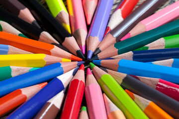 Fototapeta premium ordinary colored wooden pencil