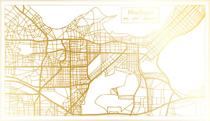 Madison USA City Map in Retro Style in Golden Color. Outline Map.