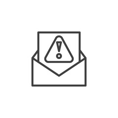 Spam email line icon. linear style sign for mobile concept and web design. Envelope with exclamation mark outline vector icon. Symbol, logo illustration. Vector graphics