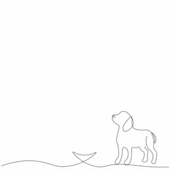 Dog animal line drawing, vector illustration
