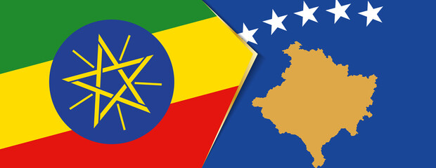 Ethiopia and Kosovo flags, two vector flags.