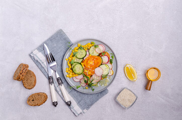 Vegetable salad with pea sprouts