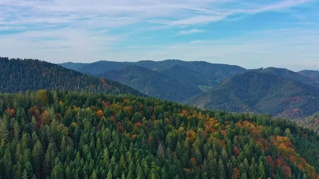Aerial photography of the Black Forest in autumn, Baden-Wurttemberg, Germany