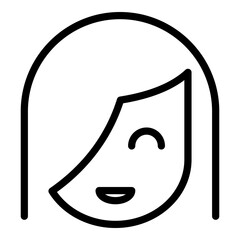 Smiling girl icon. Outline smiling girl vector icon for web design isolated on white background