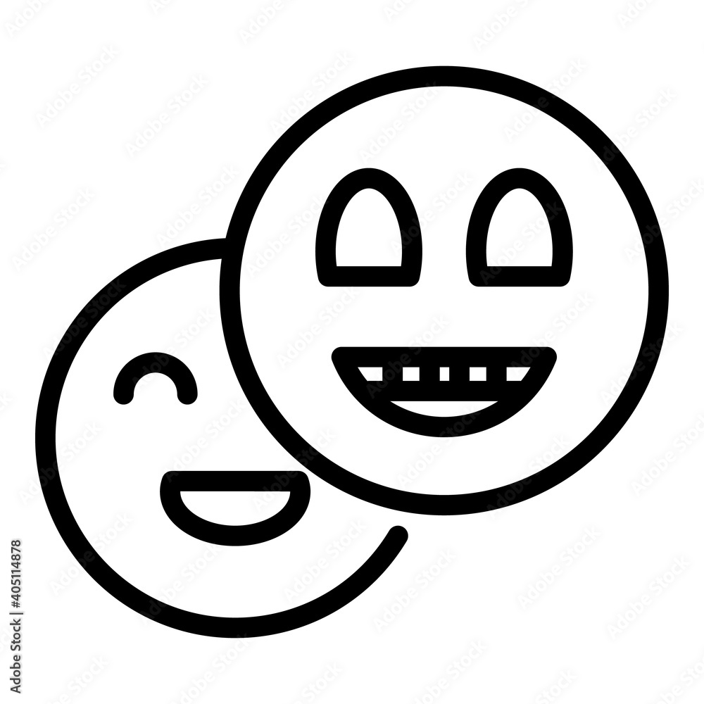 Poster smiling emoji icon. outline smiling emoji vector icon for web design isolated on white background - Posters