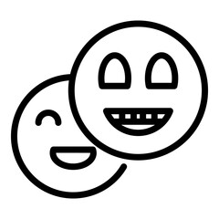 Smiling emoji icon. Outline smiling emoji vector icon for web design isolated on white background
