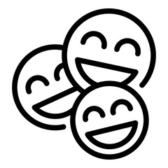 Obraz premium Group laugh emoji icon. Outline group laugh emoji vector icon for web design isolated on white background