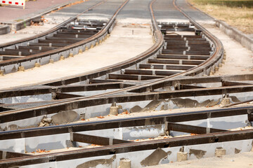Straßenbahnschienen, Erneuerung, Gleisbauarbeiten, Baustelle, Deutschland, Europa