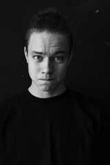 Black and white emotional portraits of man