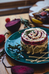 Russian traditional New Year's food. Herring under a fur coat