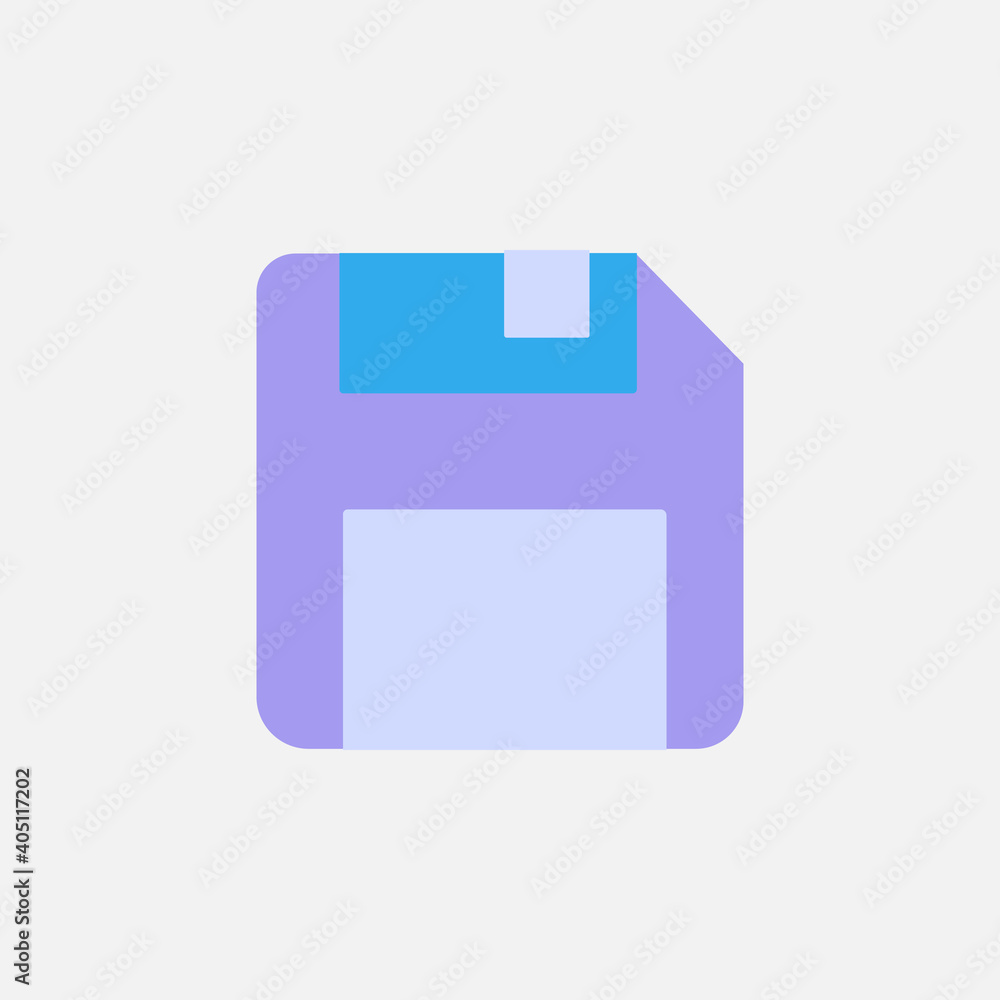 Poster floppy disk memory for save button flat style icon. storage diskette vector illustration