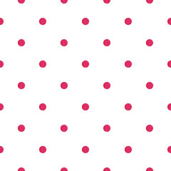 Watercolour red polka dot pattern on the white background