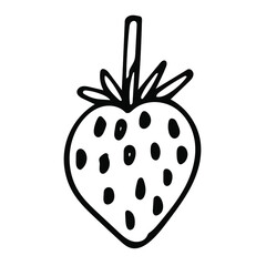 A single vector element with hand-drawn doodles of strawberries. Illustrations for juices, fruit drinks, jams, cooking recipes, kitchen design.