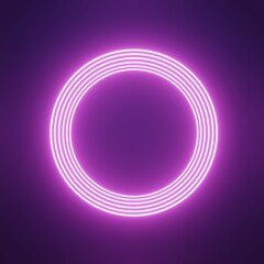 Obraz premium 3D render of abstract background with neon glowing circles 