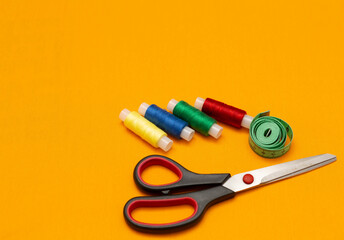 background, color, colorful, design, equipment, group, handmade, hobby, meter, scissors, thread