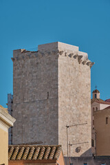 Fototapeta na wymiar Cagliari old Castle city with the San Pancrazio Tower - sardinia - italy .