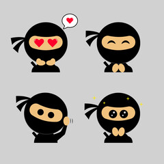 Four cute ninja face icons for sticker or mascot © Ermat Dika