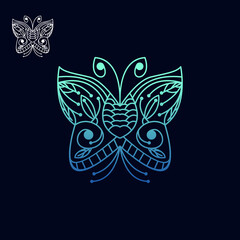 Butterfly with line art design vector template
