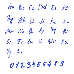 vector alphabet hand-drawn with imitation gel pen, hand-drawn font