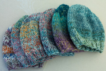 hand knit children's hats