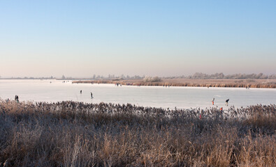 Oostvaardersplassen met schaatsers, Skaters on Oostvaardersplassen