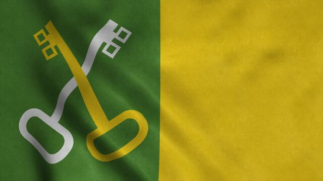 Toa Baja flag, city of Puerto Rico, waving in wind. Realistic flag background