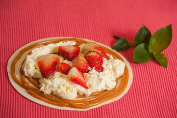 obleas, colombian dessert with arequipe and chantilly