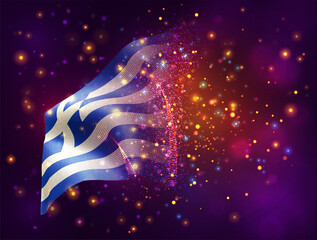 vector 3d flag on pink purple background with lighting and flares