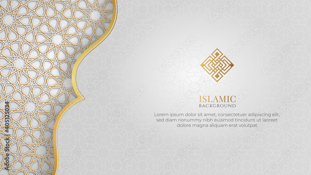 Wall mural Arabic Islamic Elegant White Luxury Ornament Background with copy space for text