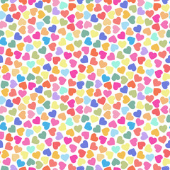 Seamless pattern with hearts. Endless romantic background for Valentine's Day. Symbols of love, relationships and romance for the holiday on February 14. Isolated.