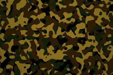 Naklejka premium Green, brow, black military camouflage pattern texture background illustration