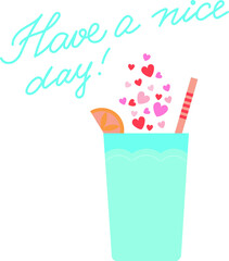 hot morning drink in blue glass