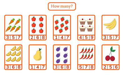 Count how many. Educational game for children.