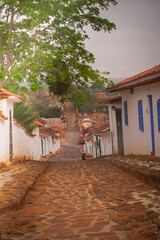 Images of the streets and houses of the town of Barichara, in Santander, Colombia