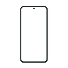 Black smartphone front isolated on white background. Flat vector illustration, design template