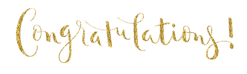 CONGRATULATIONS mixed contrast gold glitter vector calligraphy banner