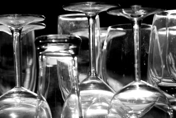 glass goblet perspective in white an black