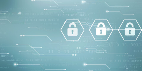 2d illustration Safety concept: Closed Padlock on digital background