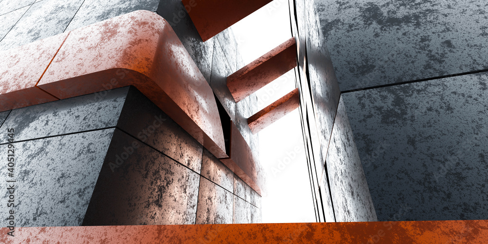 Poster an abstract modern building architecture 3d render illustration