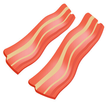 Bacon Vector Design Icon. BBQ Fast Food Art Illustration. Barbecue Carnivore Product Ingredient. 