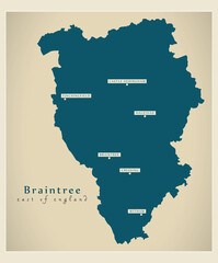 Braintree district map - England UK