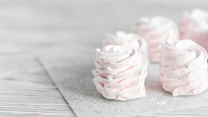 Homemade raspberry marshmallows. Homemade healthy sweets, natural candy.