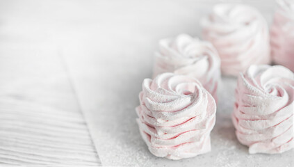 Homemade raspberry marshmallows. Homemade healthy sweets, natural candy.